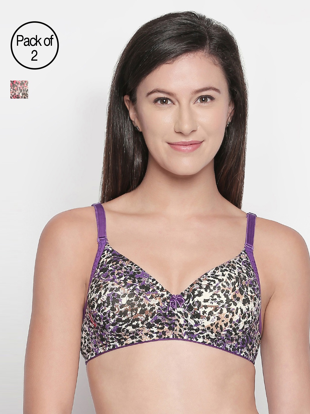 

Bodycare Pack Of 2 Printed Non-Wired Heavily Padded Everyday Bra E6563, Multi