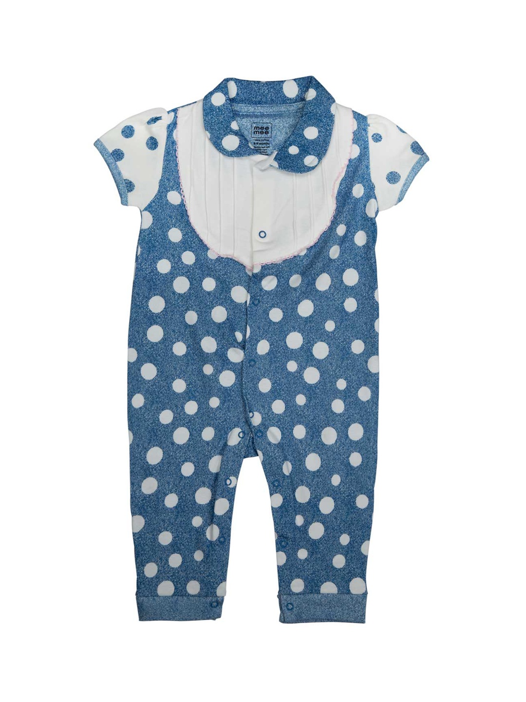 

Mee Mee Girls Blue & White Printed Rompers