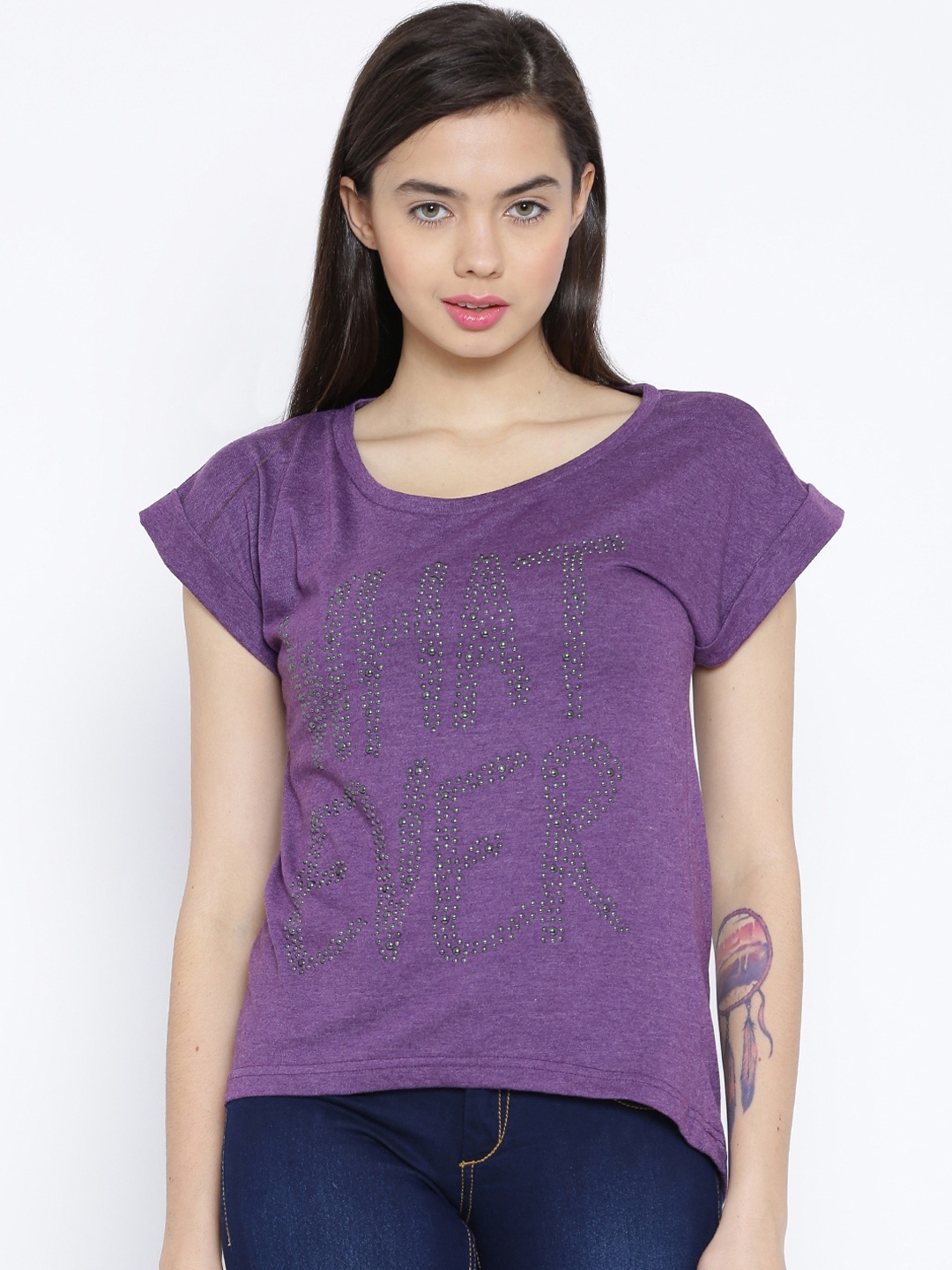

Sera Women Purple Embellished High-Low Top