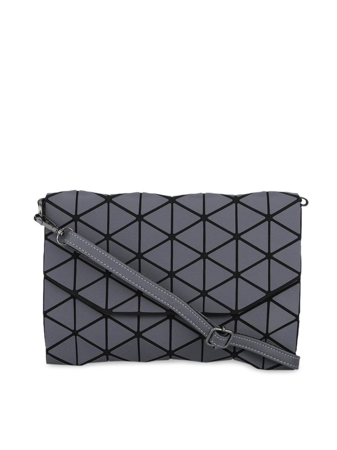 BAOMI Women Grey Geometric Bucket Range Sling Bag