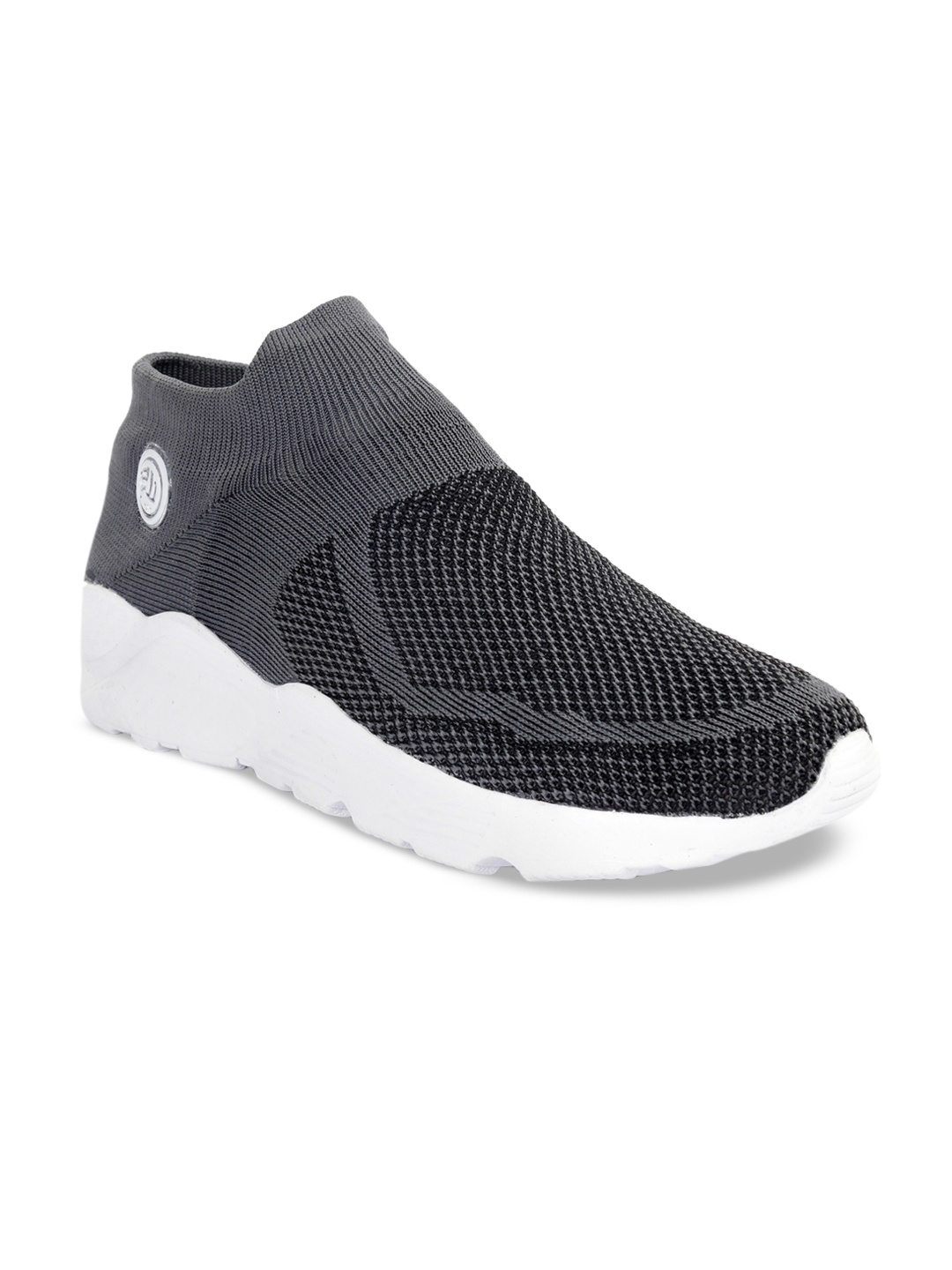 

bacca bucci Men Grey Woven Design Mesh Mid-Top Slip-On Sneakers