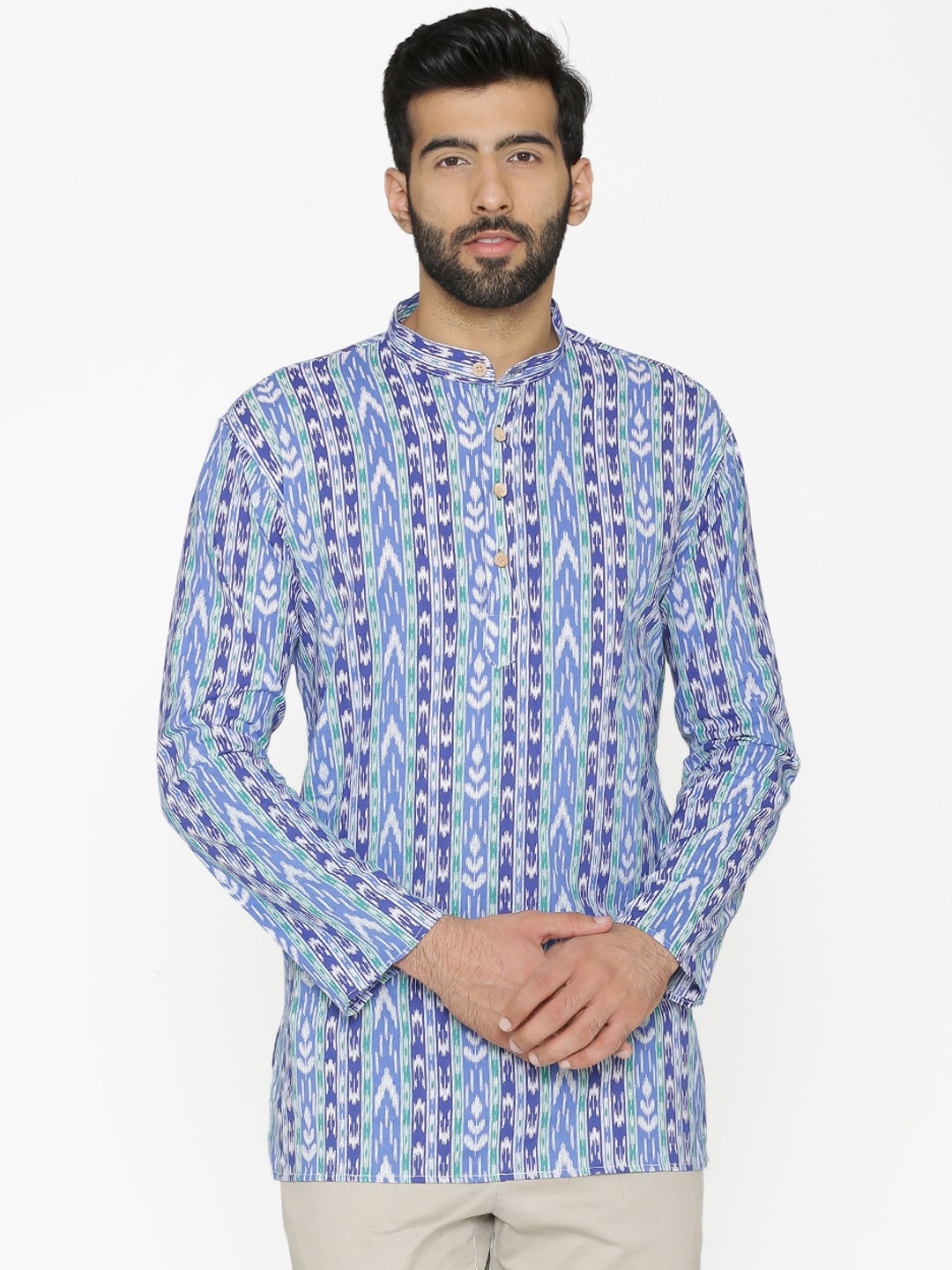 

Wintage Men Blue Printed Straight Kurta