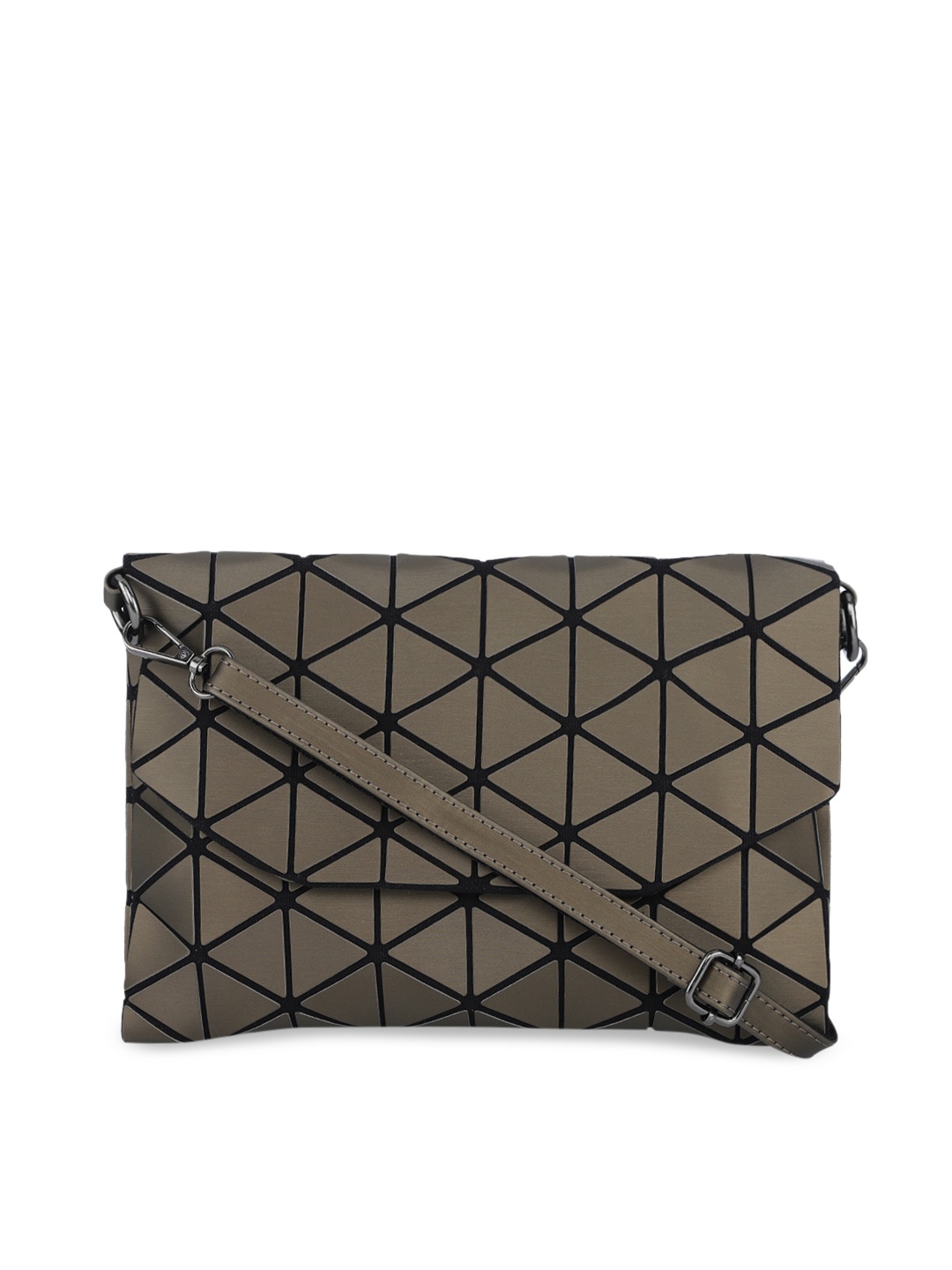 

BAOMI Women Brown Geometric Bucket Range Sling Bag