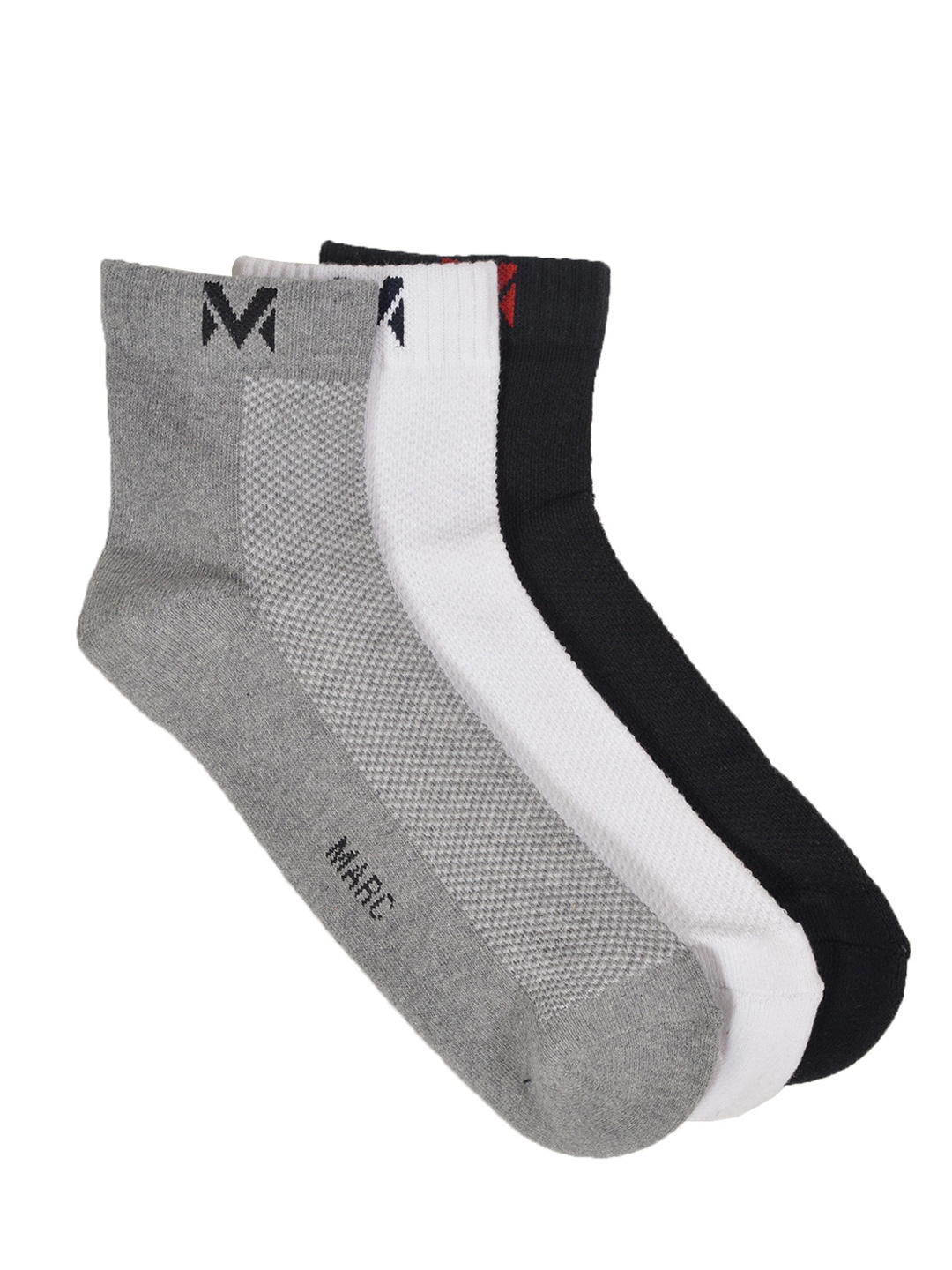 

MARC Men Pack of 3 Multicoloured Solid Ankle-Length Socks, Multi