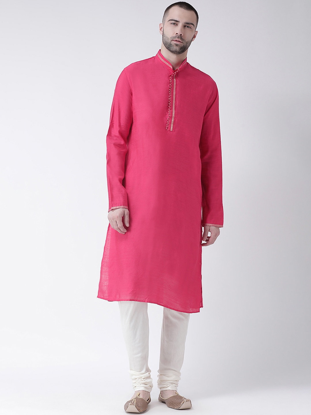 

KISAH Men Pink Solid Kurta with Churidar