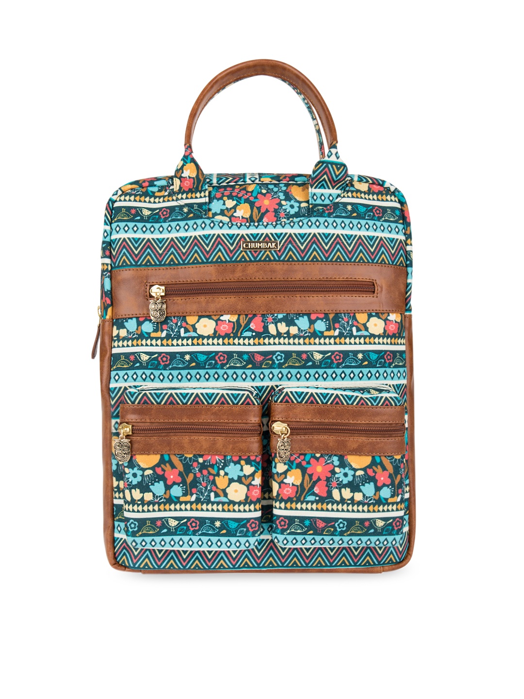

Chumbak Women Teal Blue Geometric Backpack
