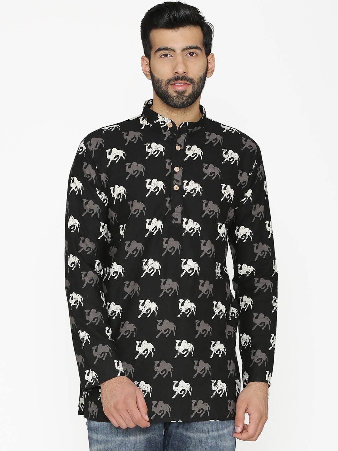 

Wintage Men Black Printed Straight Kurta