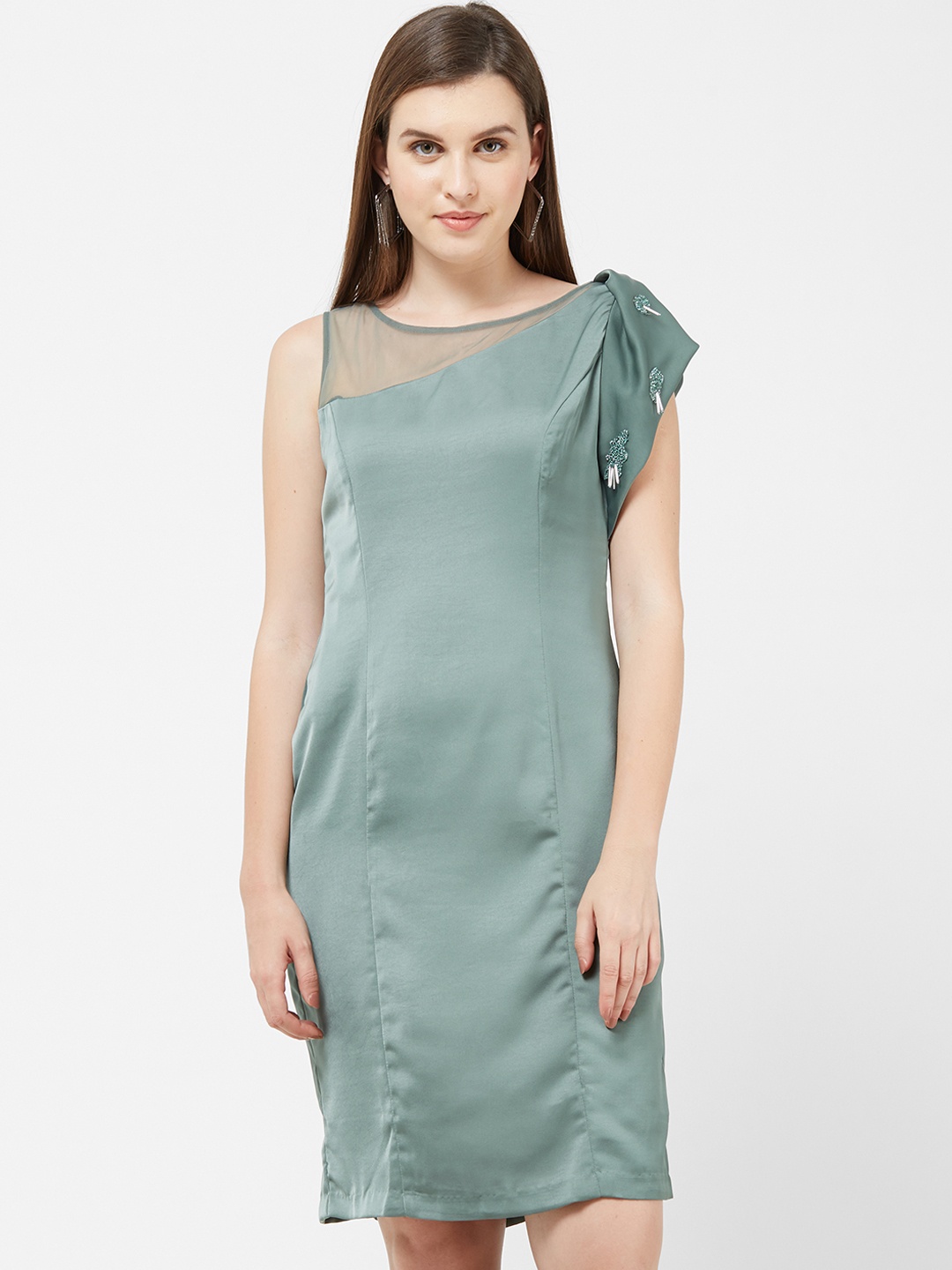 

Soie Women Olive Green Solid Sheath Dress