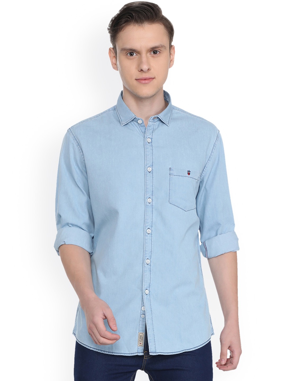 

Louis Philippe Men Blue Slim Fit Solid Casual Shirt