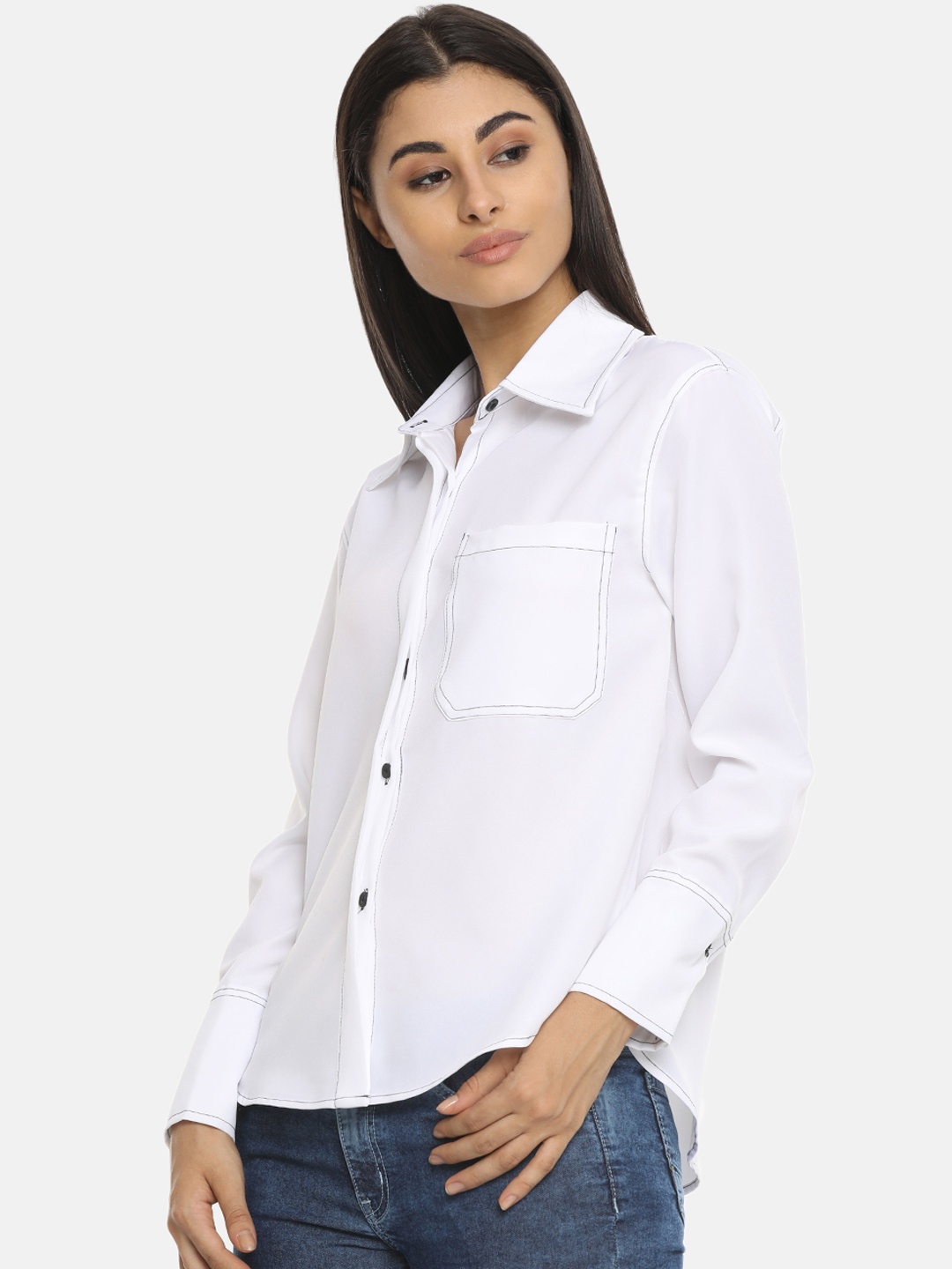 

ISU Women White Regular Fit Solid Casual Shirt