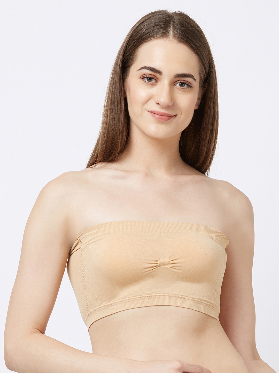 

FashionRack Beige Non-Wired Lightly Padded Bandeau Bra 1950