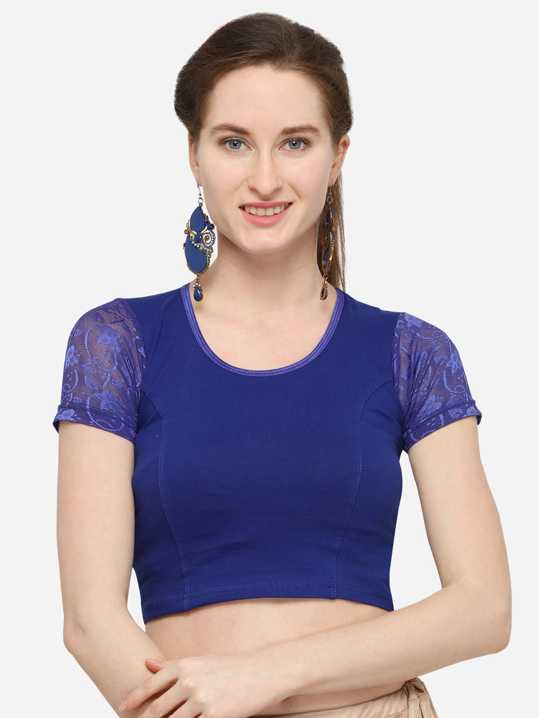 

Inddus Women Blue Solid Saree Blouse