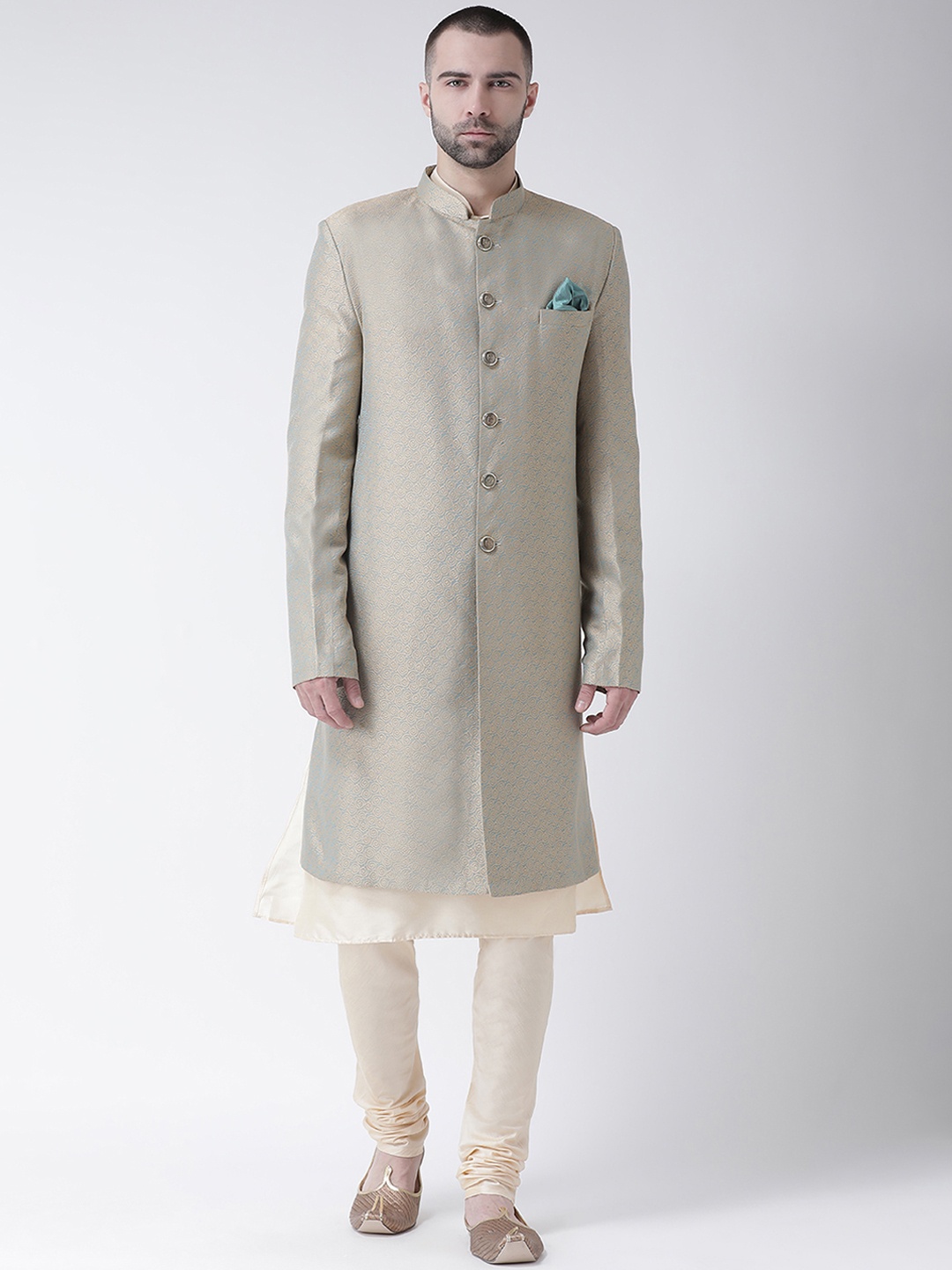 

KISAH Men Indowestern Sherwani Set, Green
