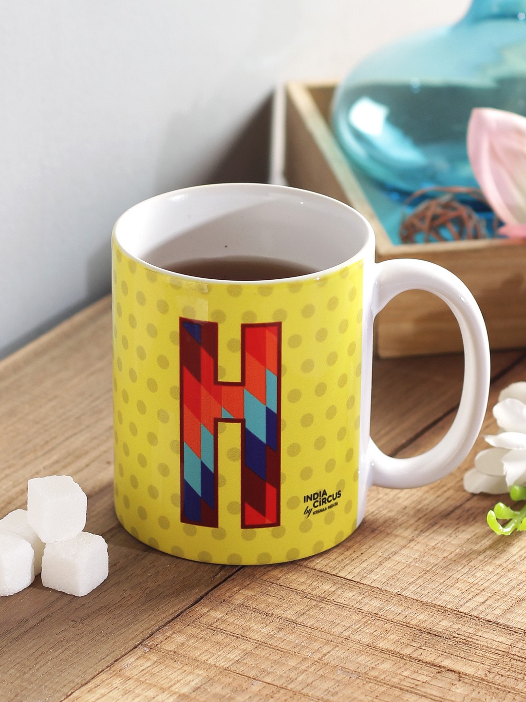 

India Circus by Krsnaa Mehta Yellow Printed Ceramic Mug