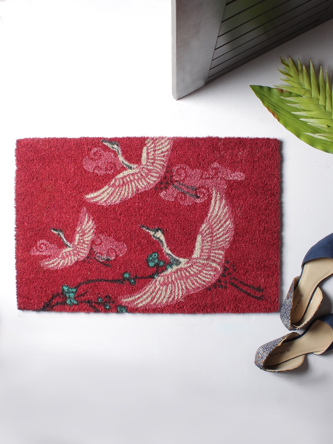 

India Circus by Krsnaa Mehta Red Rectangular Anti-Skid Coir Doormat