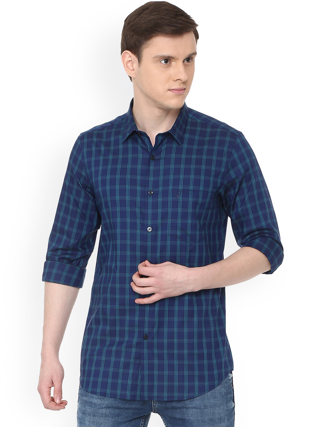 

Allen Solly Men Blue Slim Fit Checked Casual Shirt
