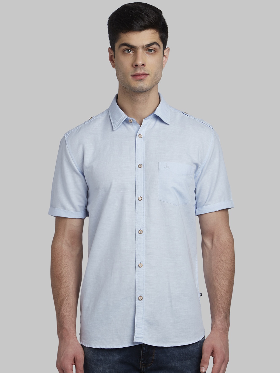 

Parx Men Blue Slim Fit Solid Casual Shirt