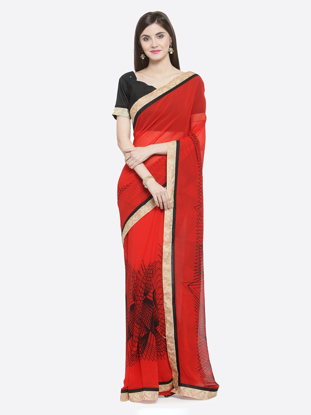 

Shaily Red Pure Georgette Saree