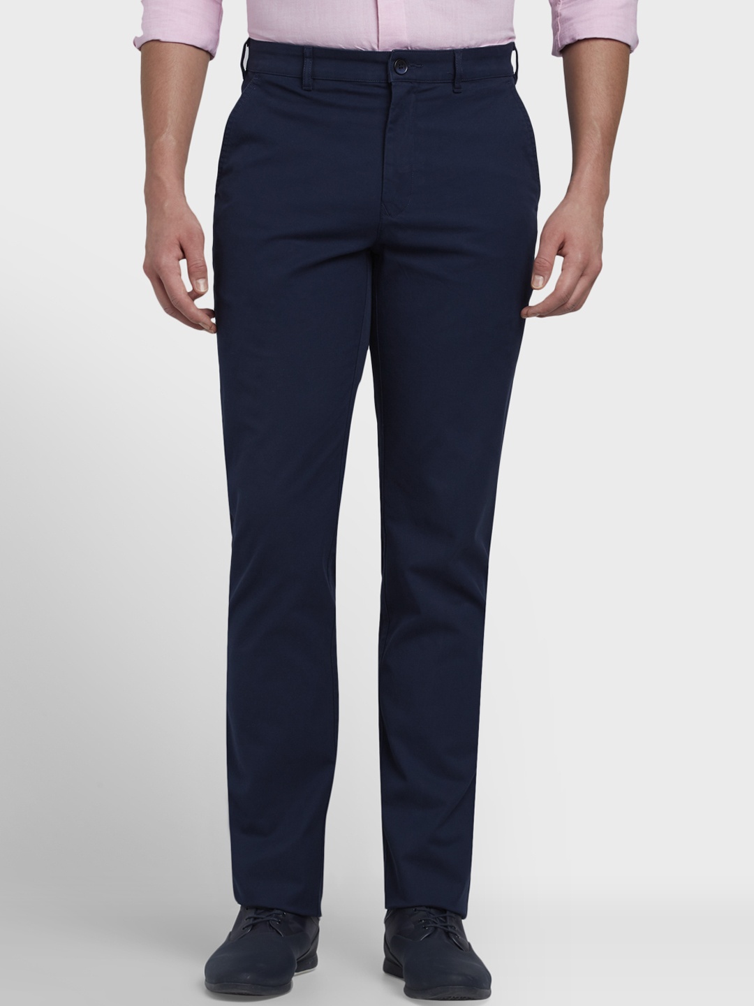 

ColorPlus Men Navy Blue Regular Fit Solid Regular Trousers