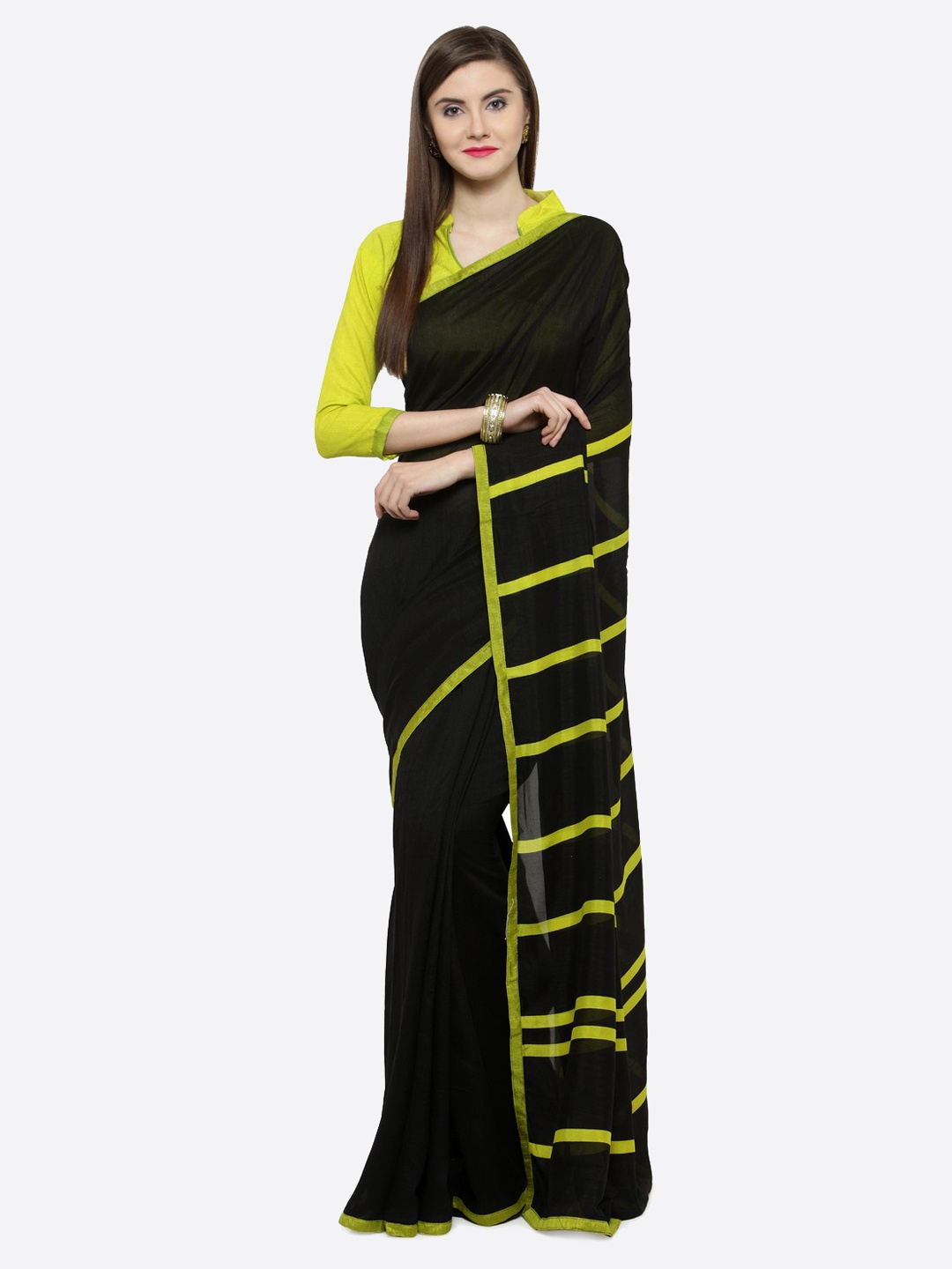 

Shaily Black Solid Silk Cotton Saree
