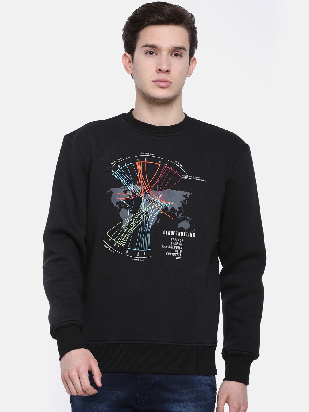 

t-base Men Black & Grey Printed Sweatshirt