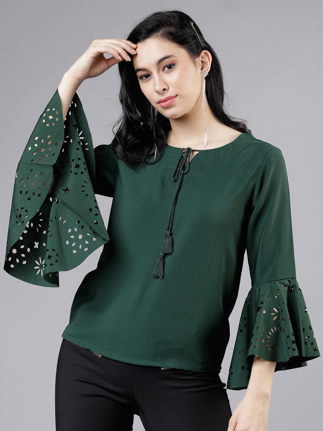 

Tokyo Talkies Women Green Solid Top