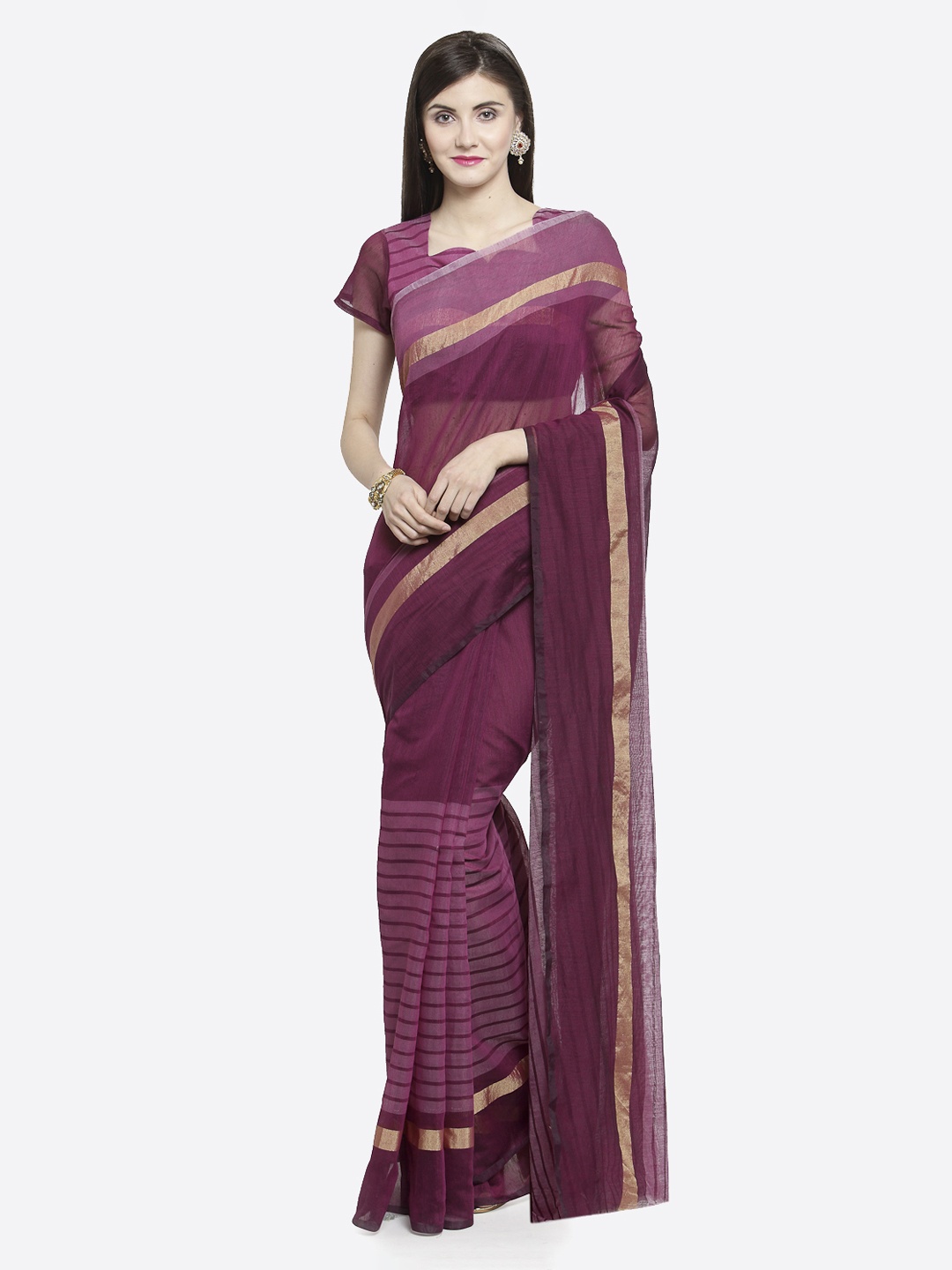 

Shaily Magenta Striped Saree