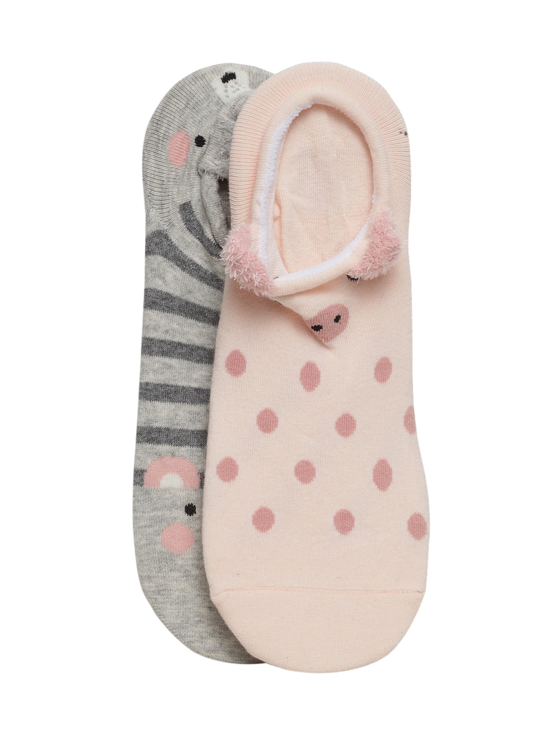 

J style Women Pack of 2 Patterned Shoe Liners, Pink