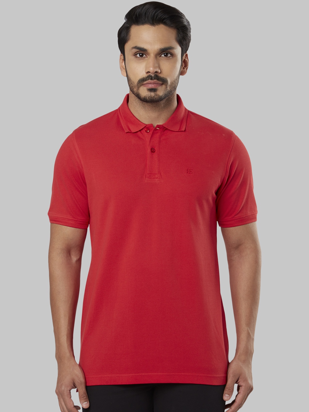 

Raymond Men Red Solid Polo Collar T-shirt