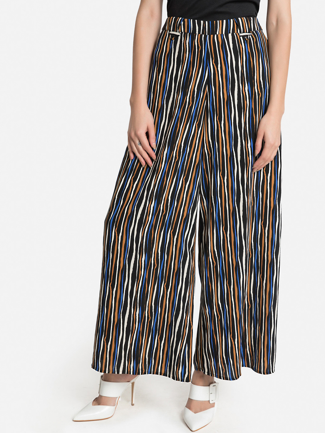 

Kazo Women Multicoloured Striped Flared Palazzos, Multi