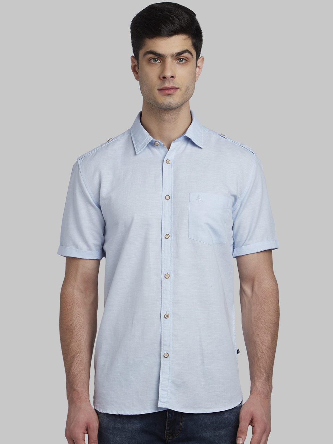 

Parx Men Blue Slim Fit Solid Casual Shirt
