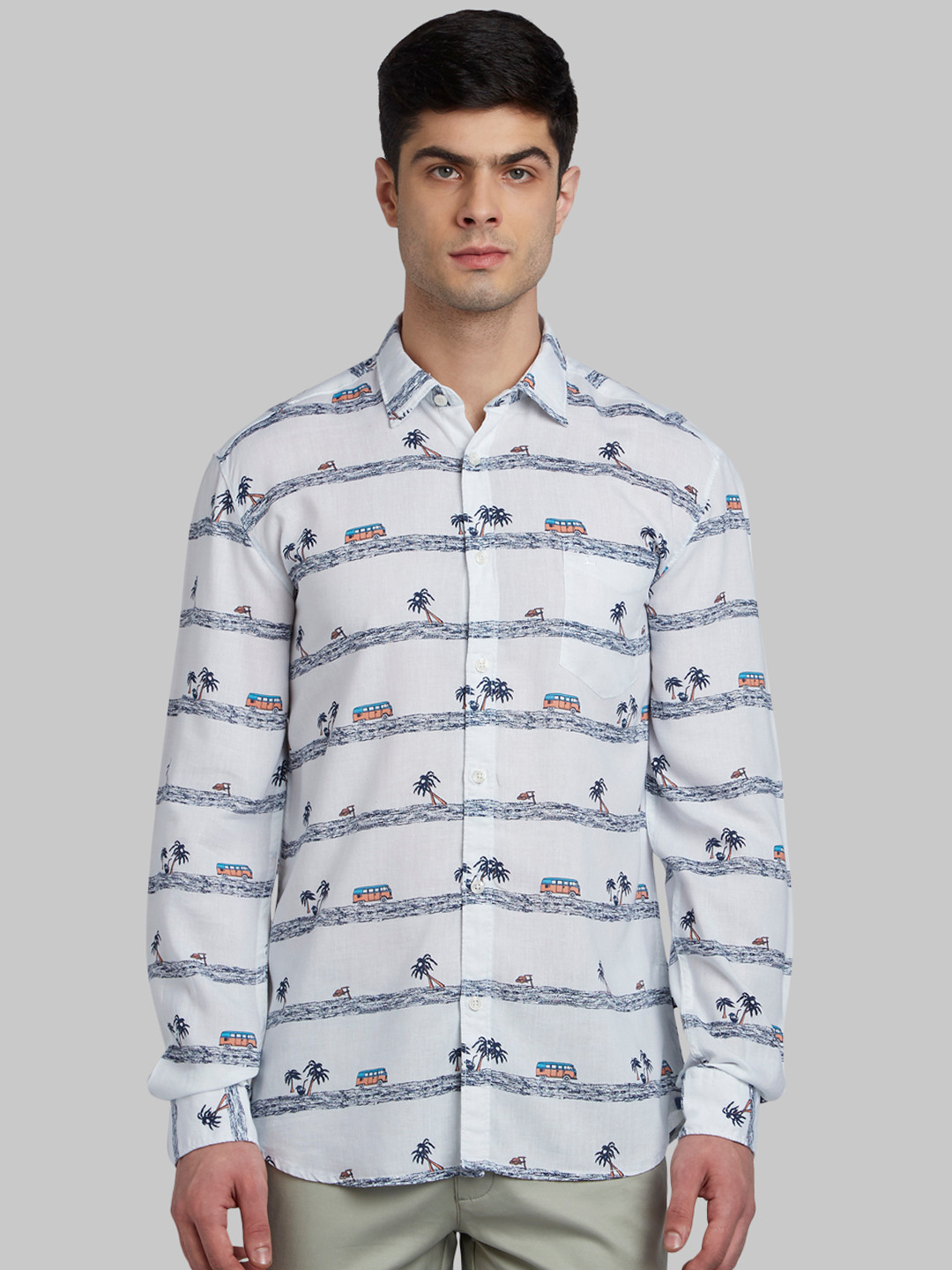 

Parx Men White Slim Fit Striped Casual Shirt