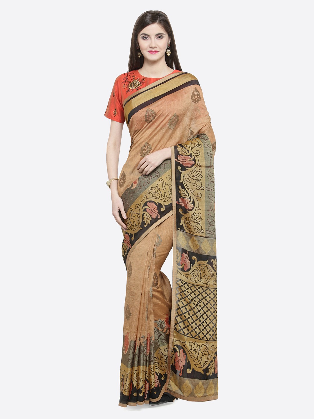 

Shaily Beige Printed Silk Blend Saree