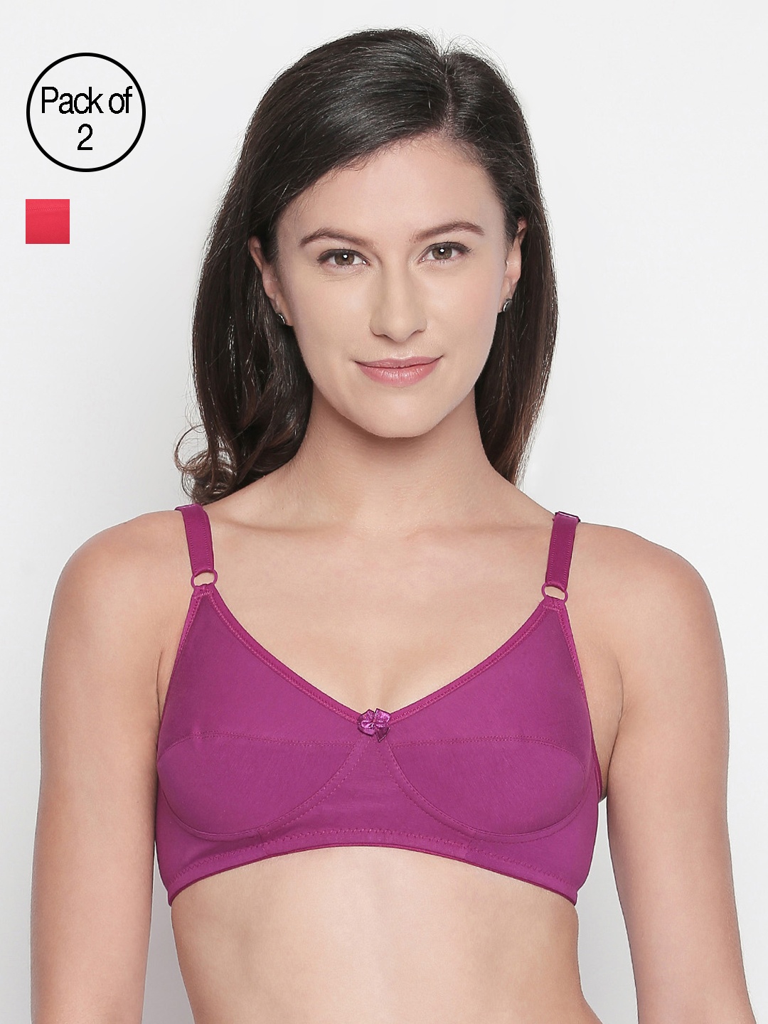 

Bodycare Solid Pack of 2 Non-Wired Non Padded Everyday Bra E6595REWI, Multi