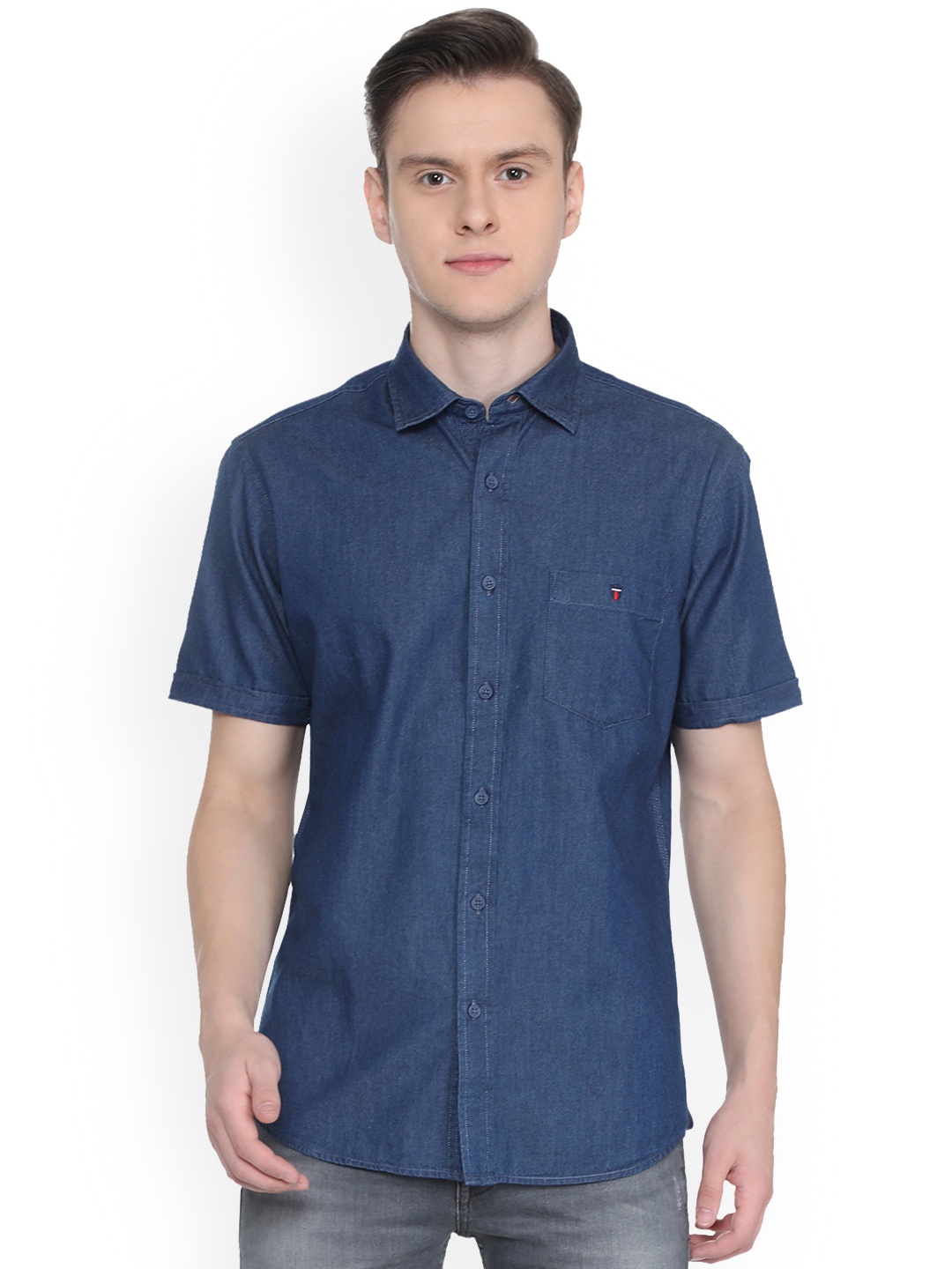 

Louis Philippe Men Blue Slim Fit Solid Casual Shirt