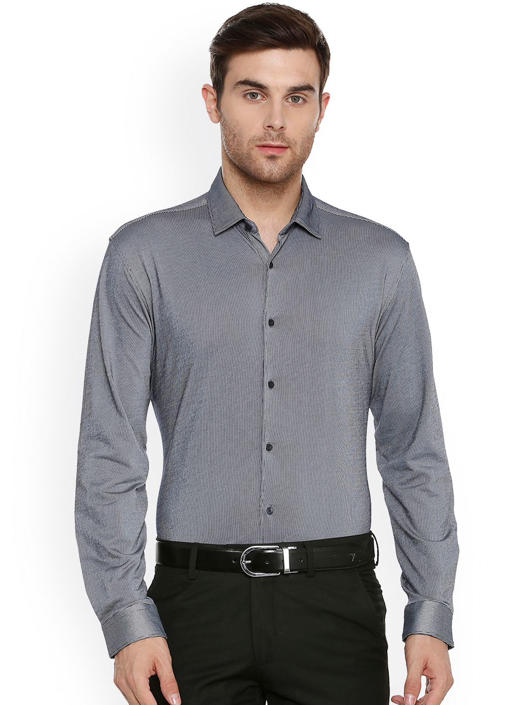 

Van Heusen Men Grey Slim Fit Self Design Formal Shirt