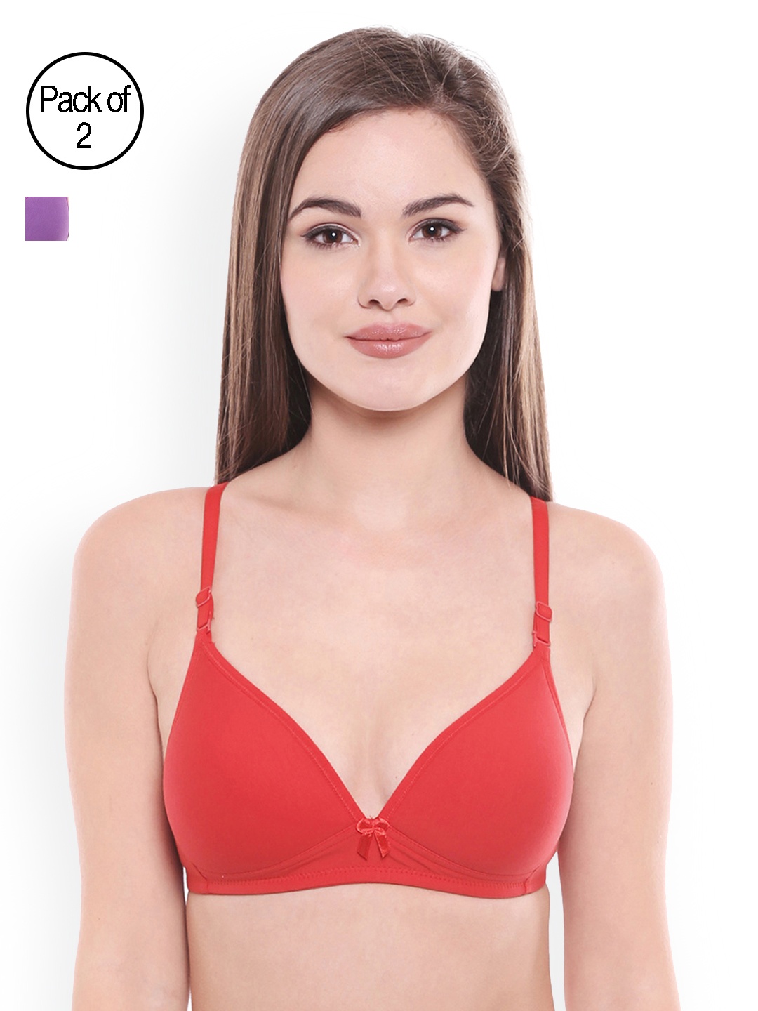 

Bodycare Set of 2 Everyday Bras E6552CODPU, Red