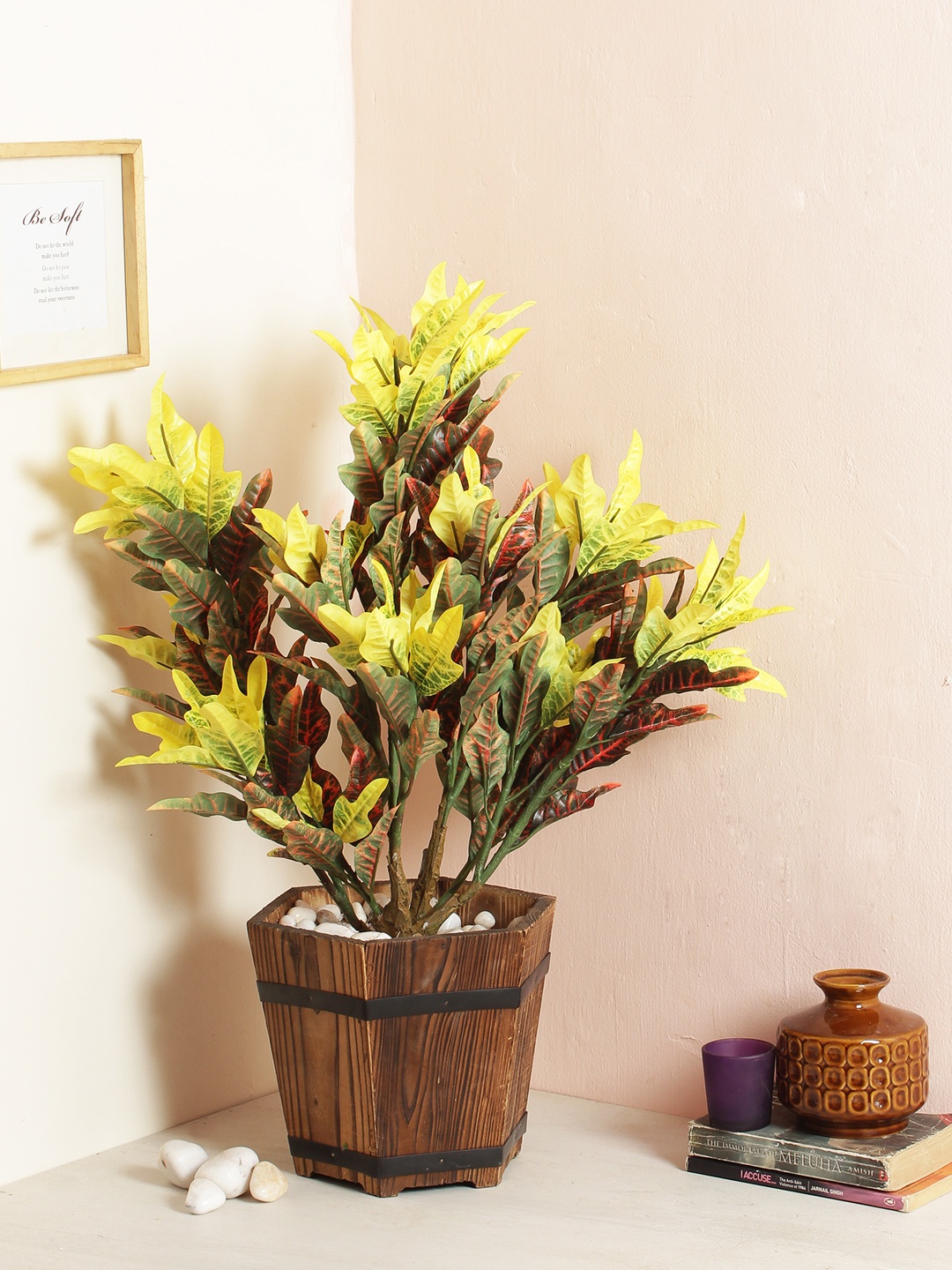 

Fourwalls Yellow & Green Artificial Croton Floor Plant Without Pot