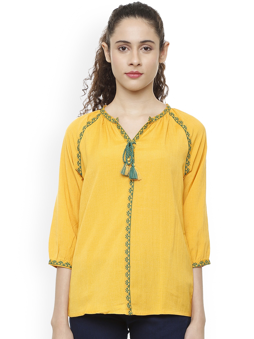 

People Women Yellow Solid Top