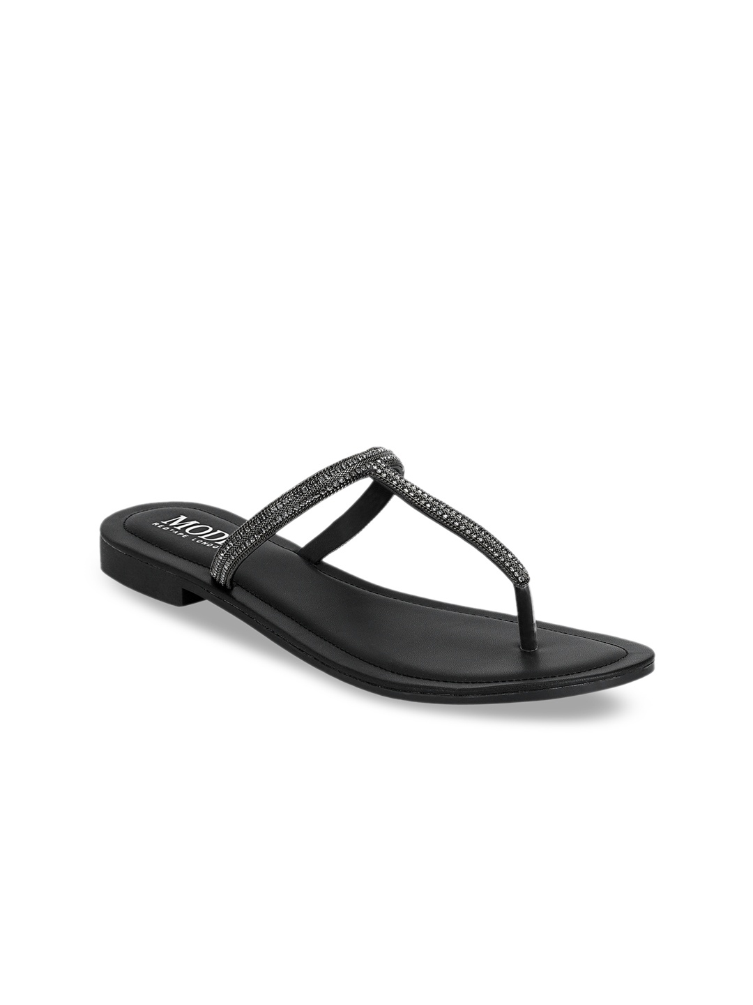 Mode by Red Tape Women Black Solid T-Strap Flats