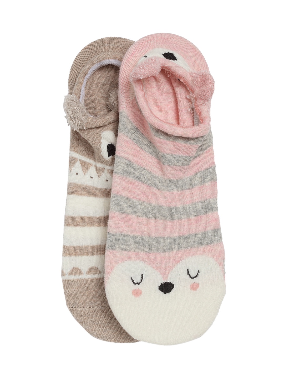 

J style Women Pack of 2 Patterned Shoe Liners, Pink