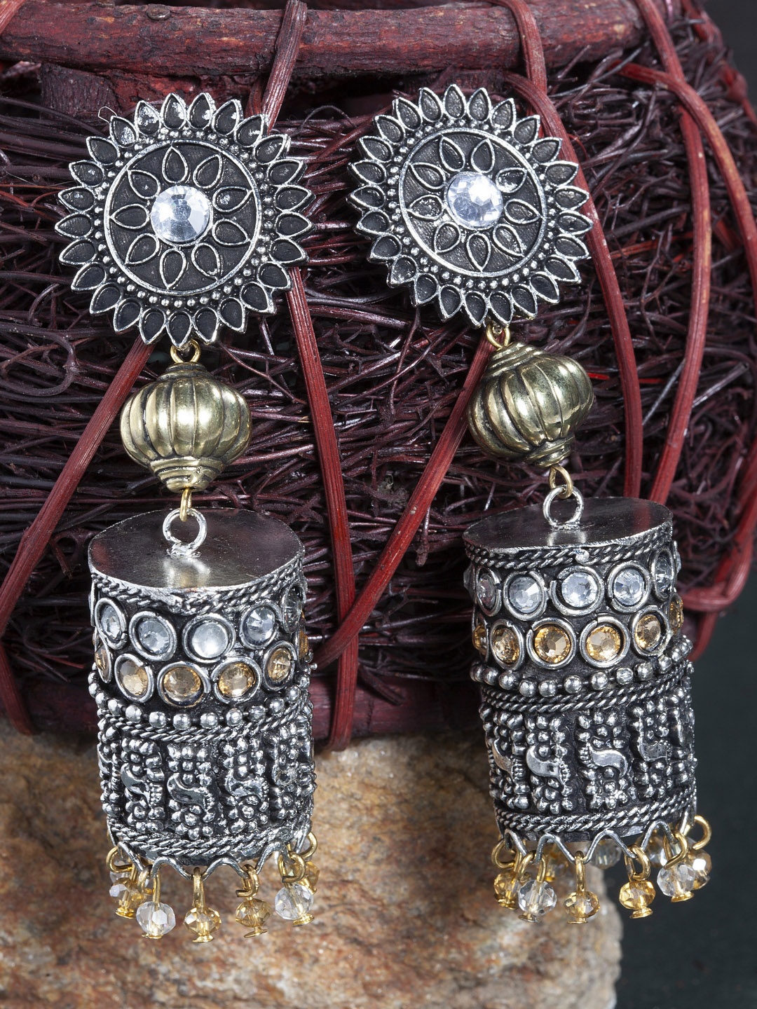 

Moedbuille Silver-Plated & Handcrafted Classic Jhumkas