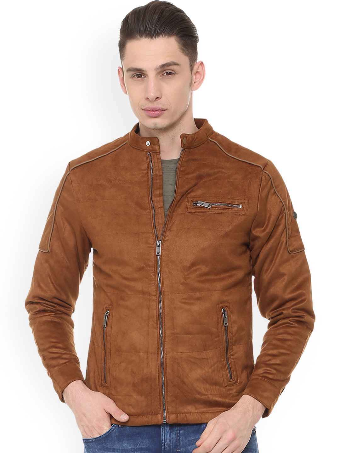 

Allen Solly Sport Men Brown Solid Leather Jacket