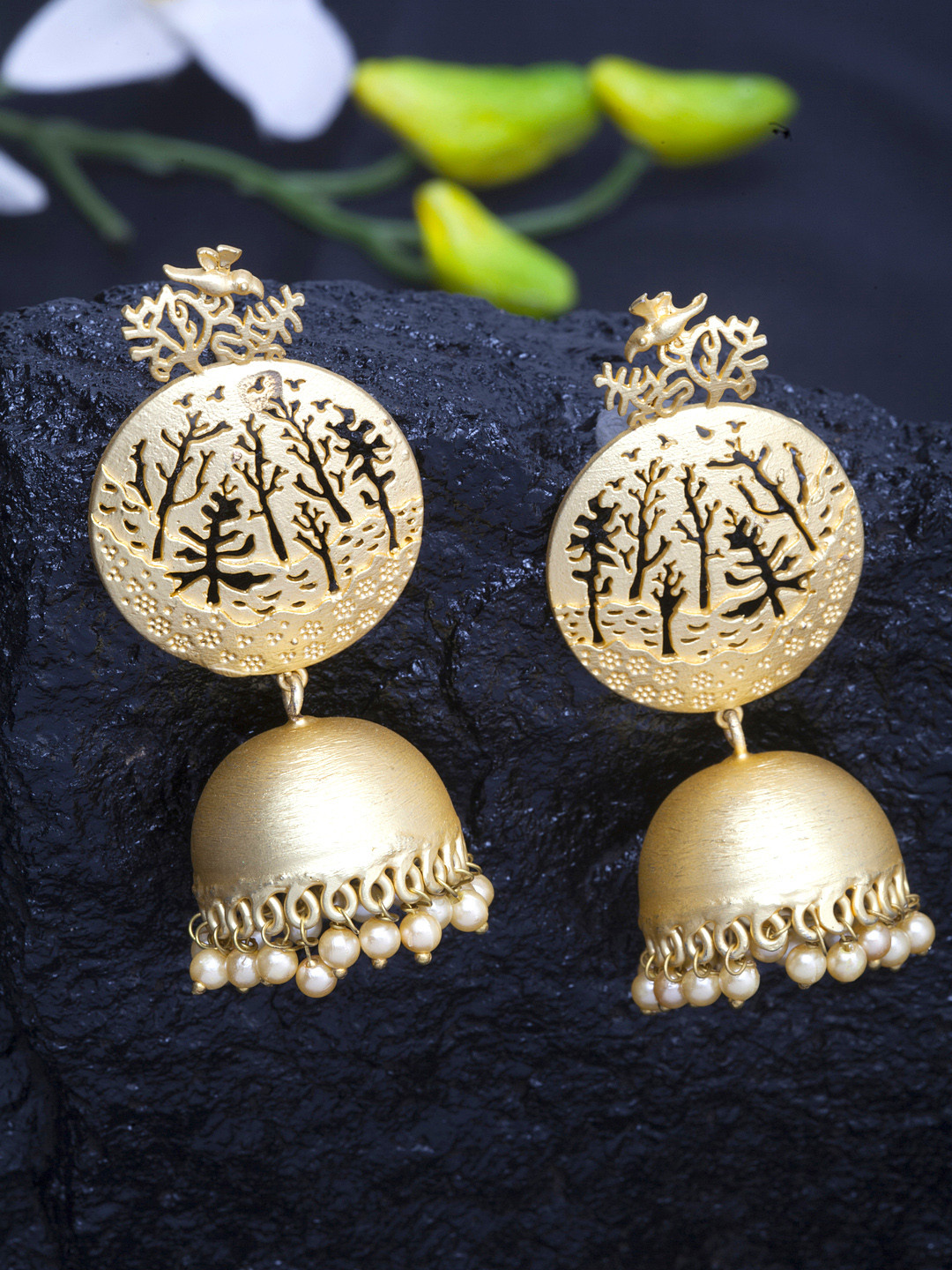 

Moedbuille Gold-Plated Dome Shaped Jhumkas