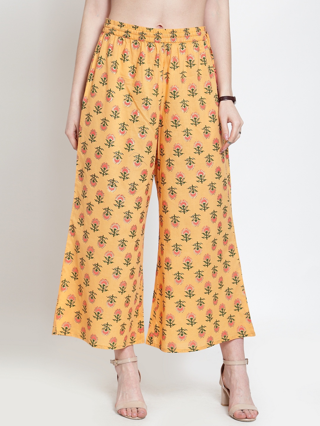 

Varanga Women Yellow & Green Printed Palazzos