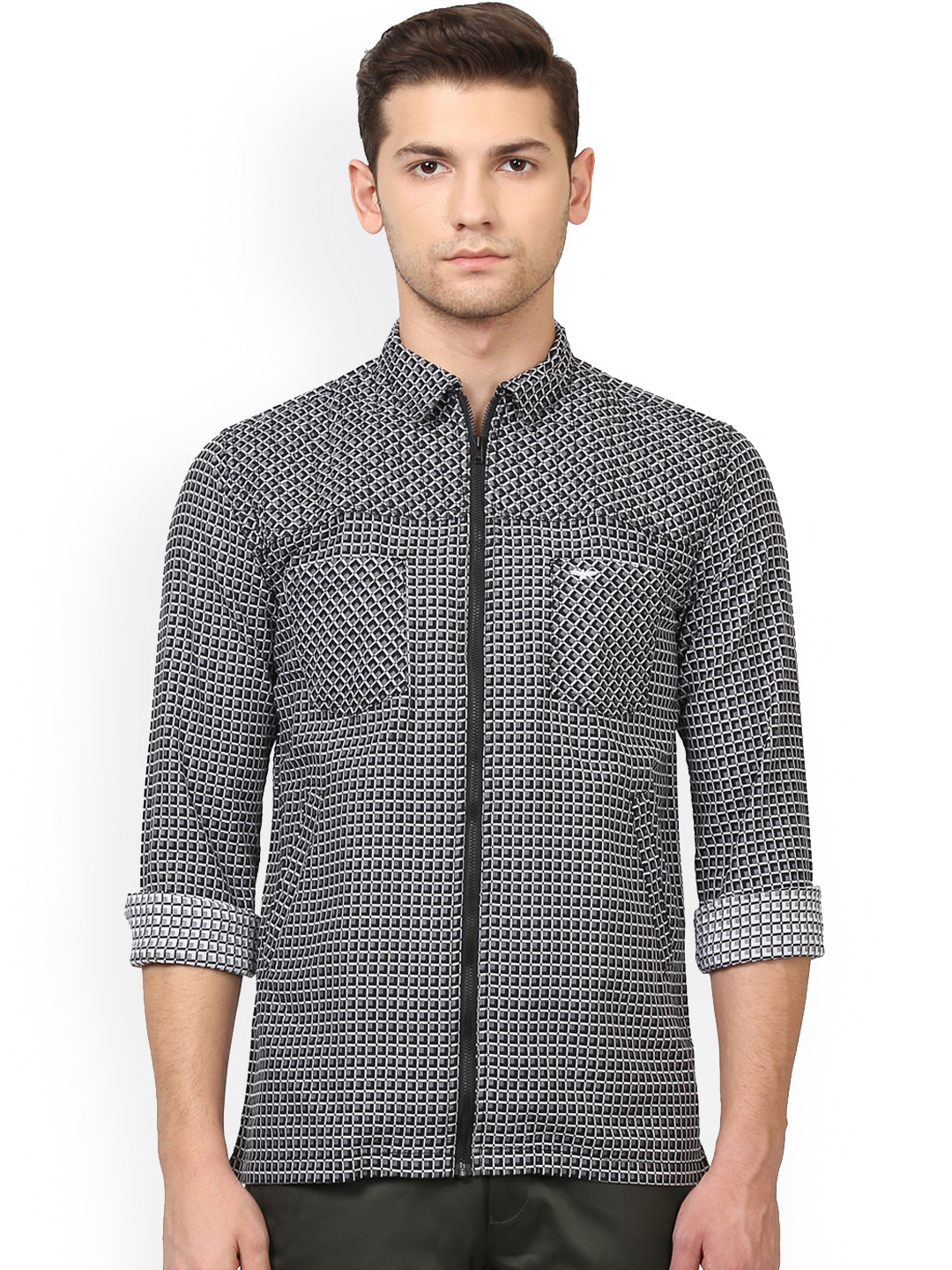 

Park Avenue Men Black Slim Fit Checked Casual Shirt