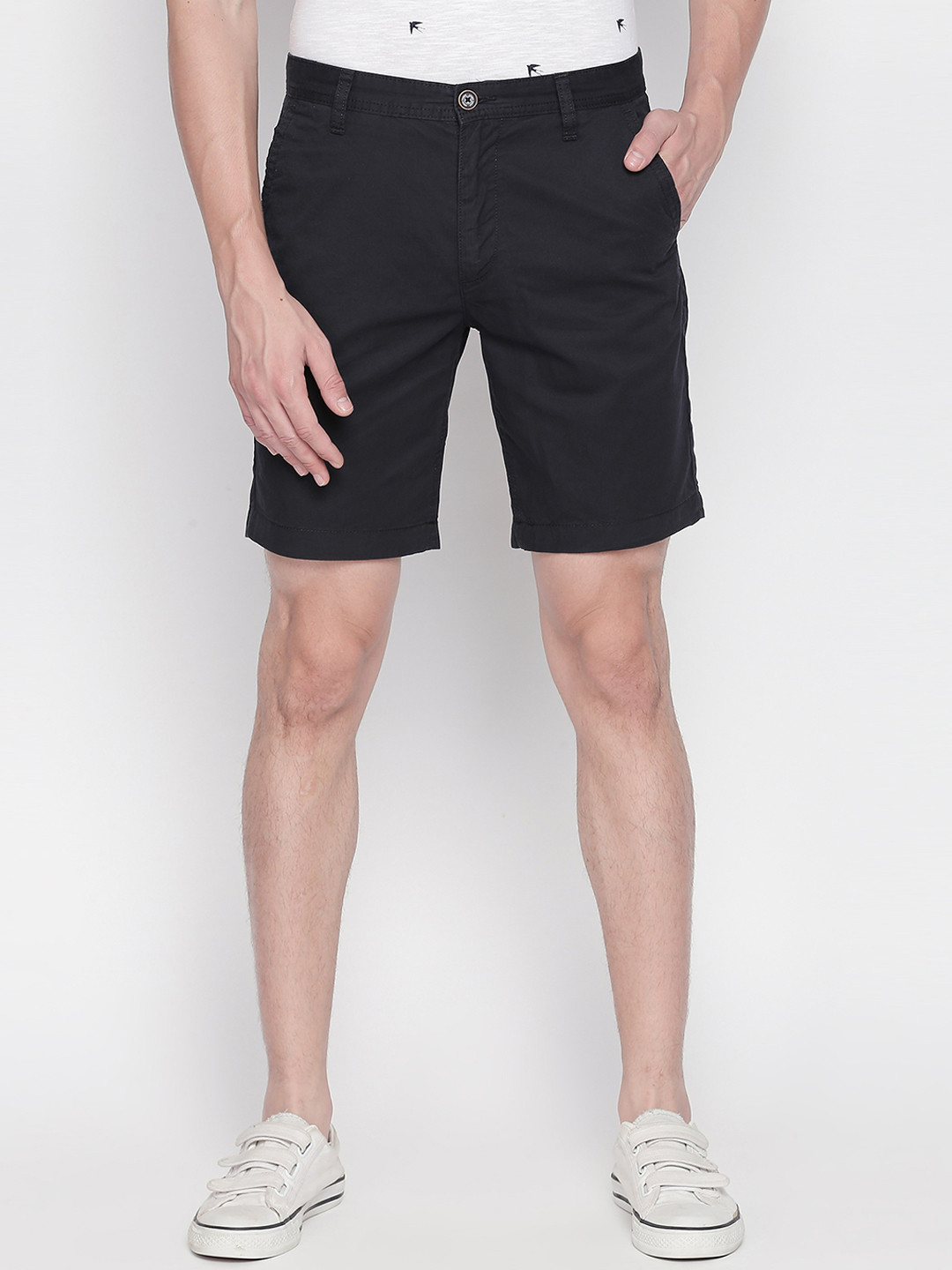 

Urban Ranger by pantaloons Men Black Solid Slim Fit Regular Shorts