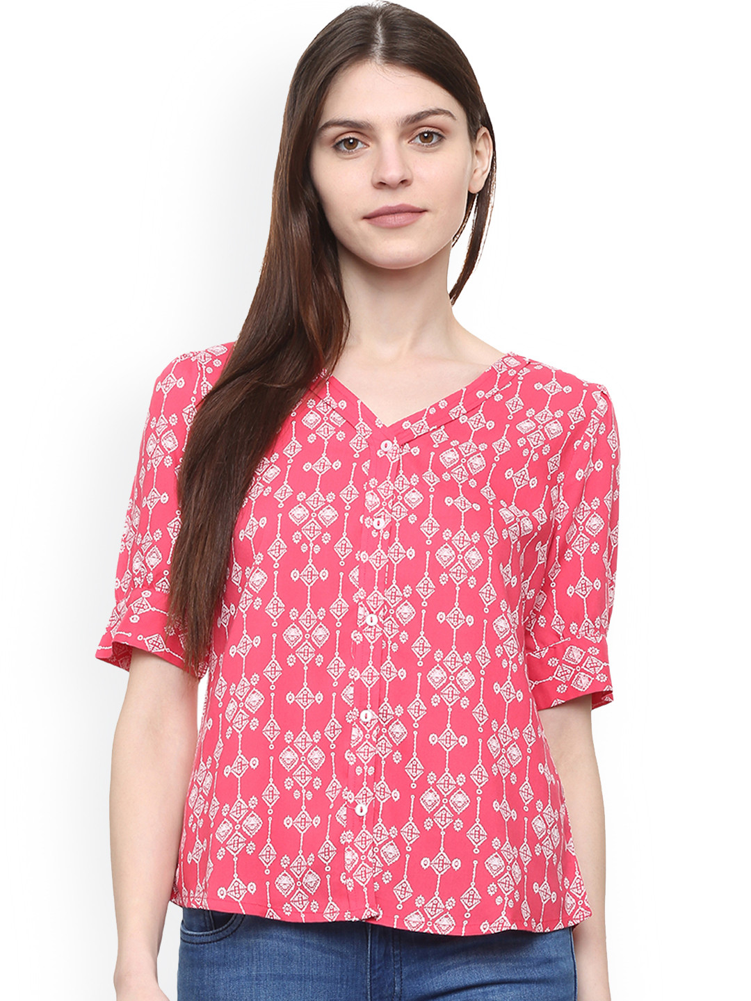 

People Women Pink Printed Top