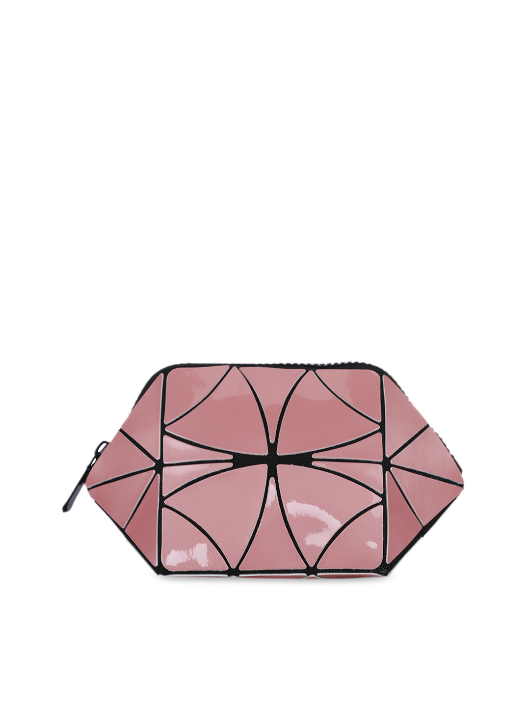

BAOMI Pink Geometric Range Reflective Cosmetic Pouch