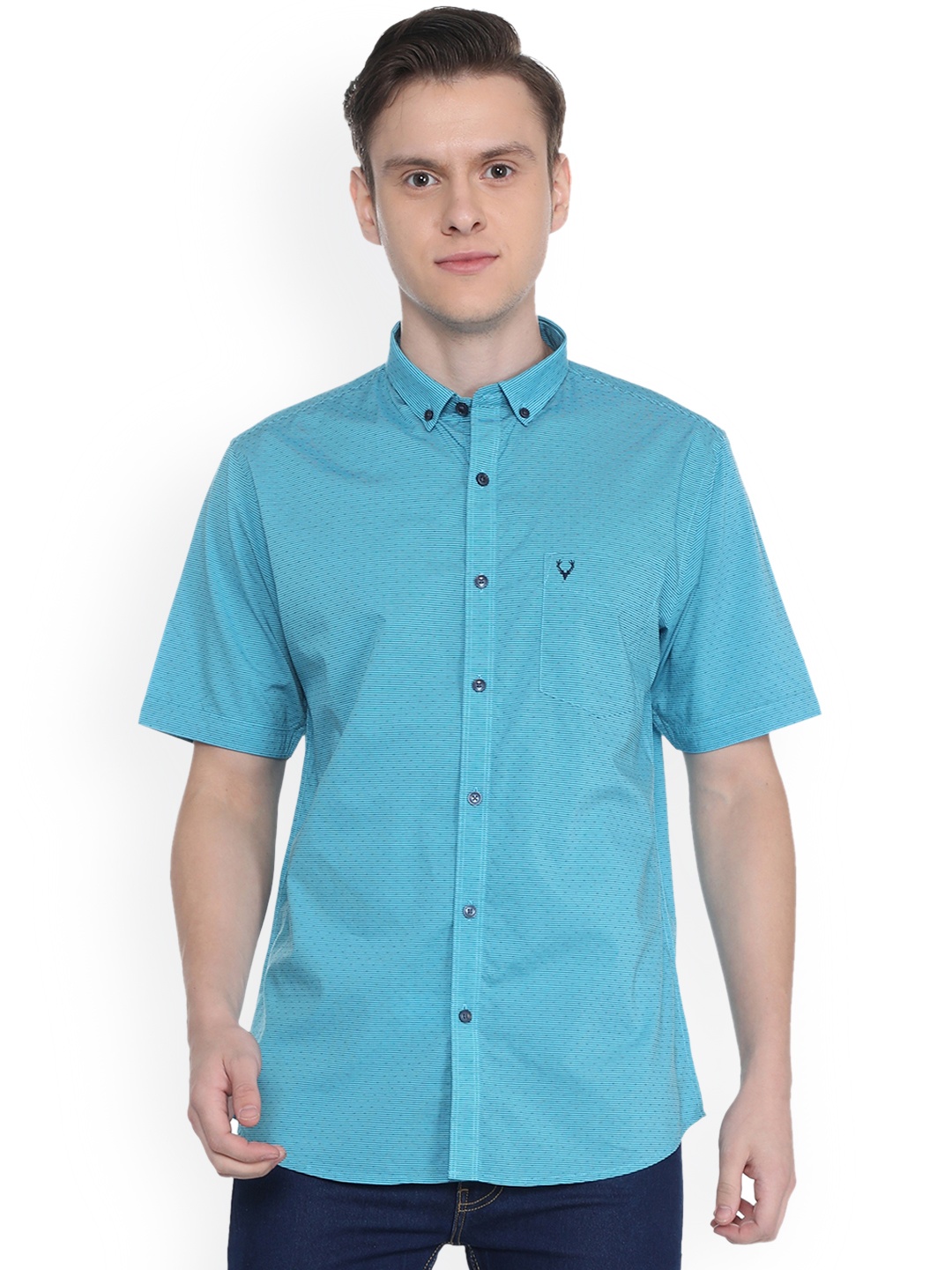 

Allen Solly Men Blue Slim Fit Self Design Casual Shirt